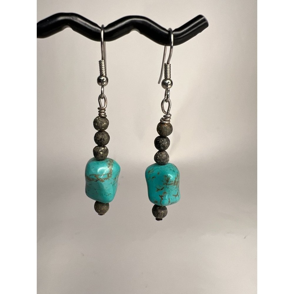 Lifestylist Look 3" Drop Pierced Earrings  OS Turquoise  Blue Howlite